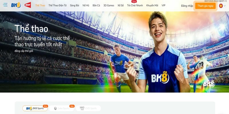 Danh mục cá cược thể thao sôi động hấp dẫn bậc nhất tại BK8